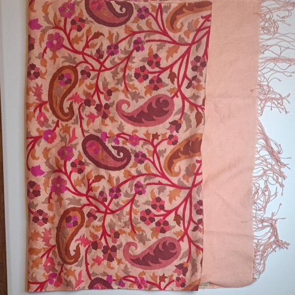 ENGLISH ECCENTRICS Accessories - English Eccentrics Botanical Floral Paisley Silk Scarf Pink Brown Boho